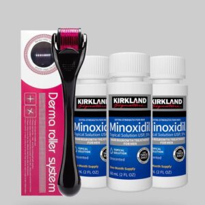 Combo Minoxidil 3 Frascos + Derma Roller